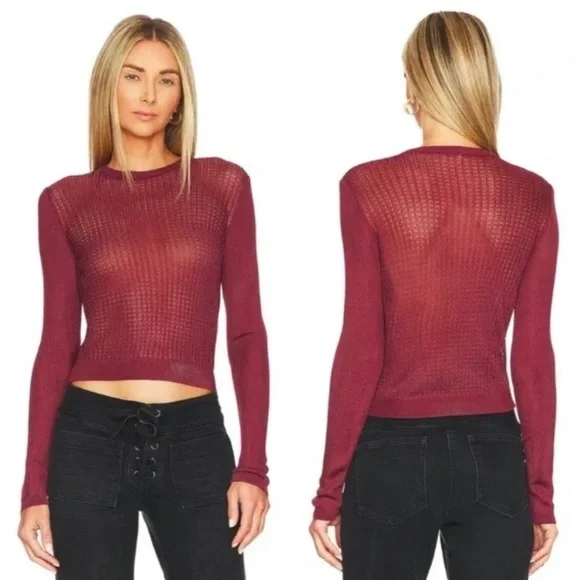 Free People H20 Crew Pullover in color raw garnet - Picture 1 of 6